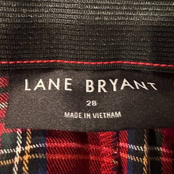 Lane Bryant Stretch Waist Plus Size 28W Pants Red Plaid Trouser Wide Leg - Picture 4 of 6